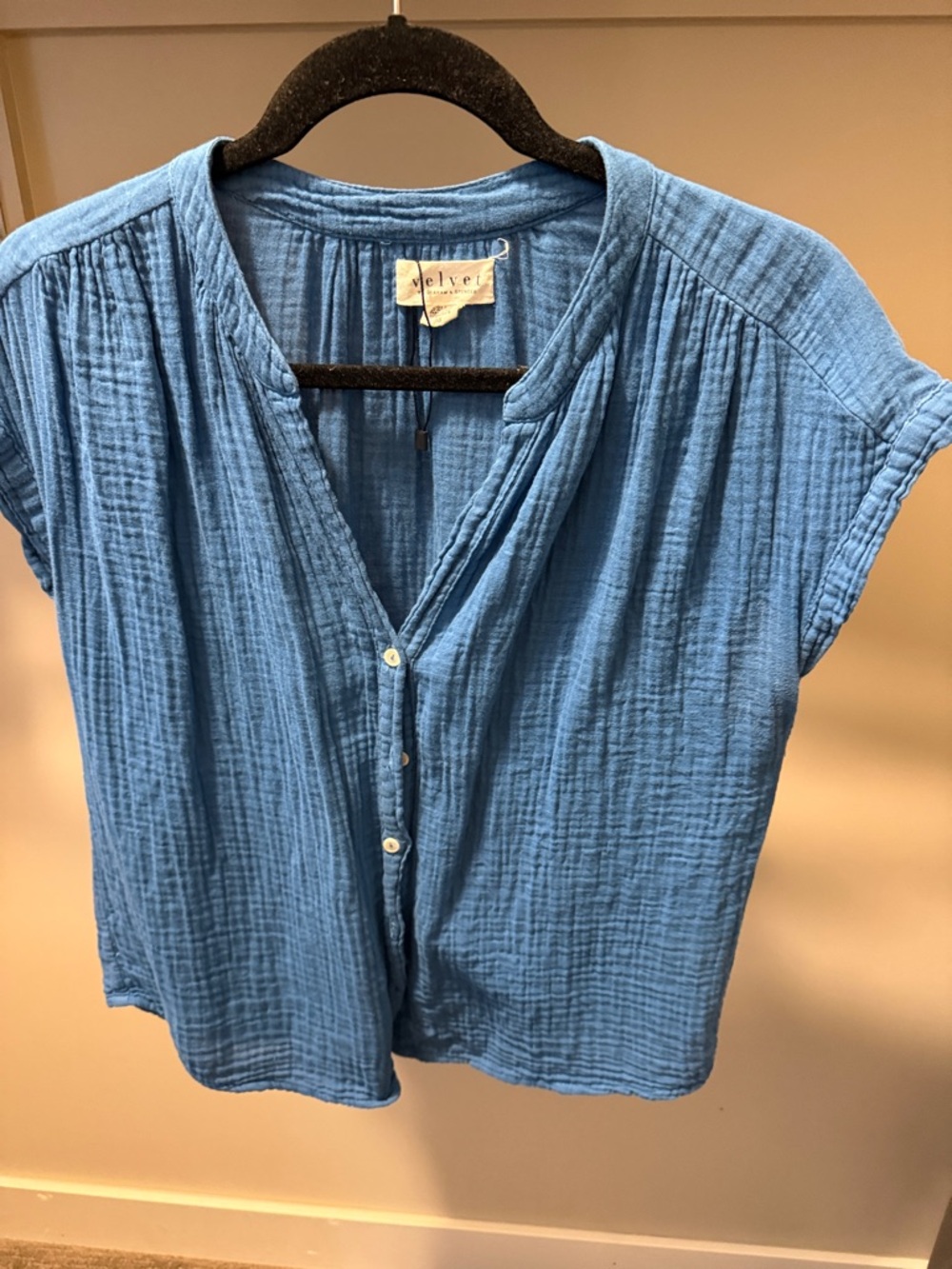 Velvet by Graham & Spencer Blue Button-Front Gauze Blouse